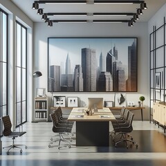 Naklejka premium A room style interior set design with a table and chairs creative creative optimized.