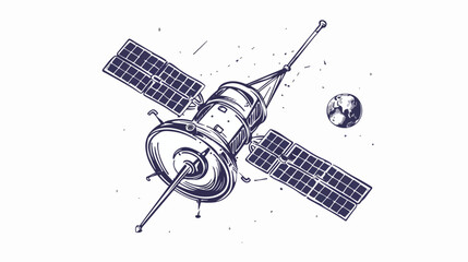 Satellite vector sketch icon isolated on background.
