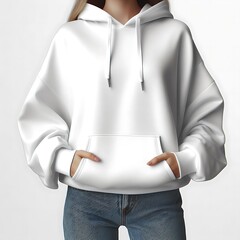 A person wearing a white hoodie relevant unique optimized.