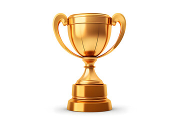 Golden trophy cup isolated on white background