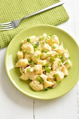 Potato salad with egg, pickle, green onion with mayonnaise and yogurt dressing