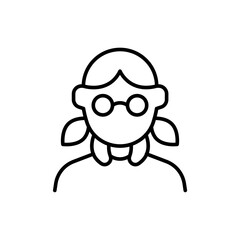 Nerd girl outline icons, minimalist vector illustration ,simple transparent graphic element .Isolated on white background