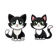 cute a cat color and black victor art illustration design eps file