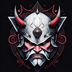 viking angry face with helmet  on his head, face view, symmetrical view, tshirt design, black background