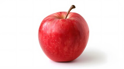 Isolated apple. Whole red, pink apple fruit with leaf isolated on white, with clipping path. 
