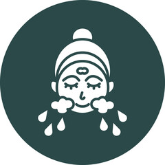 Wash Face Glyph Circle Icon