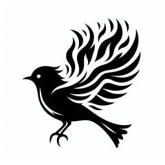 The bird Silhouette Vector Illustration White Background