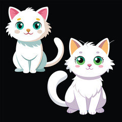 cute a cat color and white victor art illustration design. eps file