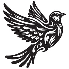 Fototapeta premium The bird Silhouette Vector Illustration White Background