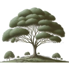 A tree design graphic on a hill engaging.