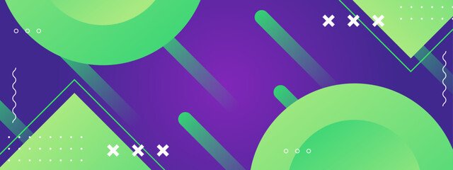 Colorful abstract geometric shapes template background design. Gradient cheerful colors banner