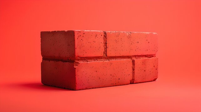 Single red brick on plain background construction basics