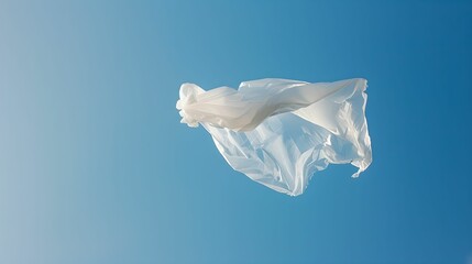 Plastic bag flying clear blue sky environmental impact