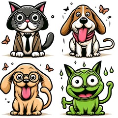 Cartoon of different animals professional creative Artistic engaging.