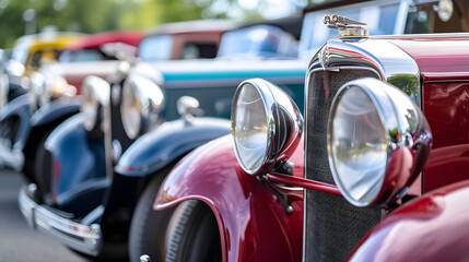 A vintage car show with classic models.


