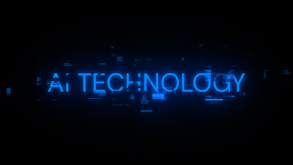 3D rendering Ai technology text with screen effects of technological glitches