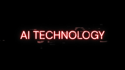 3D rendering Ai technology text with screen effects of technological glitches