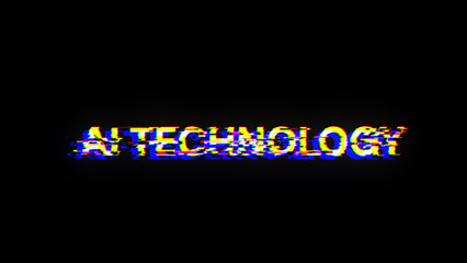 3D rendering Ai technology text with screen effects of technological glitches