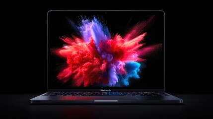 Dynamic colors bursting from laptop display