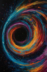 Obraz premium Black Hole, Vibrant Cosmic Vortex with Abstract Space Background