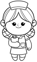 Illustration of Cartoon nurse Dream Career and Inspiration for coloring page
