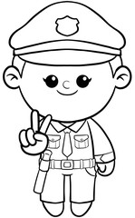 Illustration of Cartoon police Dream Career and Inspiration for coloring page