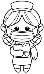 Fototapeta premium Illustration of Cartoon nurse Dream Career and Inspiration for coloring page