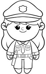 Illustration of Cartoon police Dream Career and Inspiration for coloring page