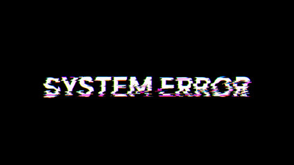 Obraz premium 3D rendering System error text with screen effects of technological glitches