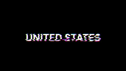 Obraz premium 3D rendering United states text with screen effects of technological glitches