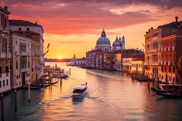 Naklejka premium The grand canal in venice transportation architecture cityscape