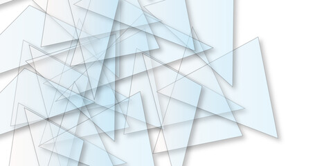 Abstract Minimal Geometric background with triangular bright light with soft shadows as pattern. blue minimal line design. Abstract elegant background white and blue line texture. use for banner