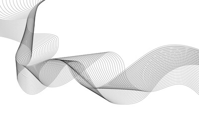 Abstract wavy technology curve lines on transparent background isolated. Grey wave swirl, frequency sound wave, twisted curve lines with blend effect. Abstract business wave lines. vector illustration