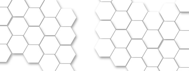 Abstract white hexagonal geometric background. Luxury White 3D futuristic honeycomb mosaic white background. Abstract white lines background. Vector Illustration.