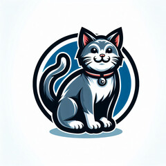 Obraz premium cat mascot logo icon in white background