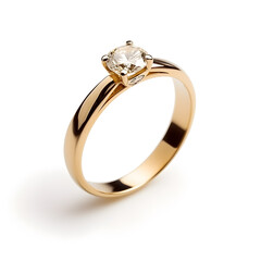 Golden ring jewelry, isolated on white background