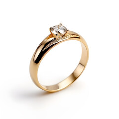 Golden ring jewelry, isolated on white background