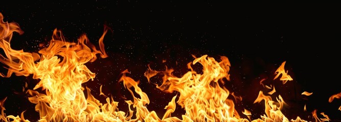 Obraz premium Fiery Flames Against a Black Background