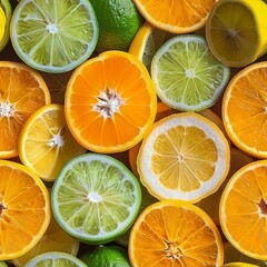 Fototapeta premium A colorful image of oranges and limes arranged in a pattern.