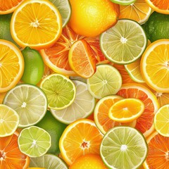 Fototapeta premium A colorful image of oranges and limes arranged in a pattern.