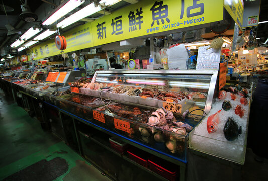 Naha, Japan- January 10 2018:   Kokusai-dori Street, one of Naha shopping street in Okinawa, Japan 