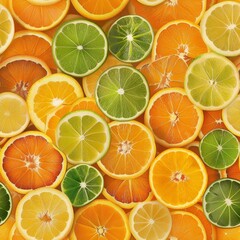 Obraz premium A colorful image of oranges and limes arranged in a pattern.