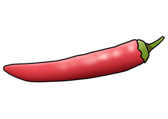 赤い唐辛子のイラスト（主線あり）