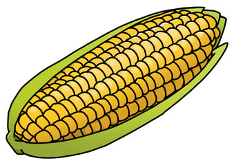 とうもろこしのイラスト（主線あり）