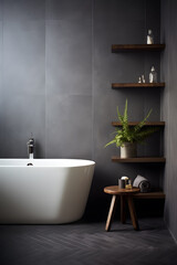 Modern luxury bathroom interior in grey colors