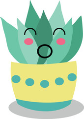Flat isolated cute succulent. Cartoon succulent illustration vector.