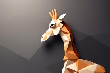 Obraz premium Giraffe in Impressionism flat design, side view, zoo theme, 3D render, monochromatic color scheme