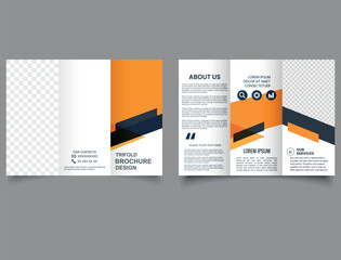 Brochure design trifold brochure Layout with modern abstract red circle background. creative trifold flyer or brochure