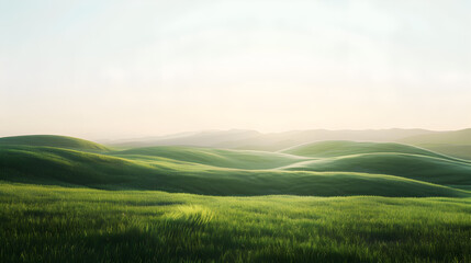 Fototapeta premium A serene landscape with rolling hills and a clear sky.