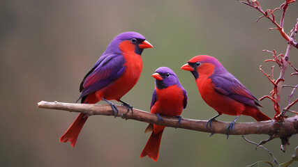 Obraz premium beautiful purple and red birds